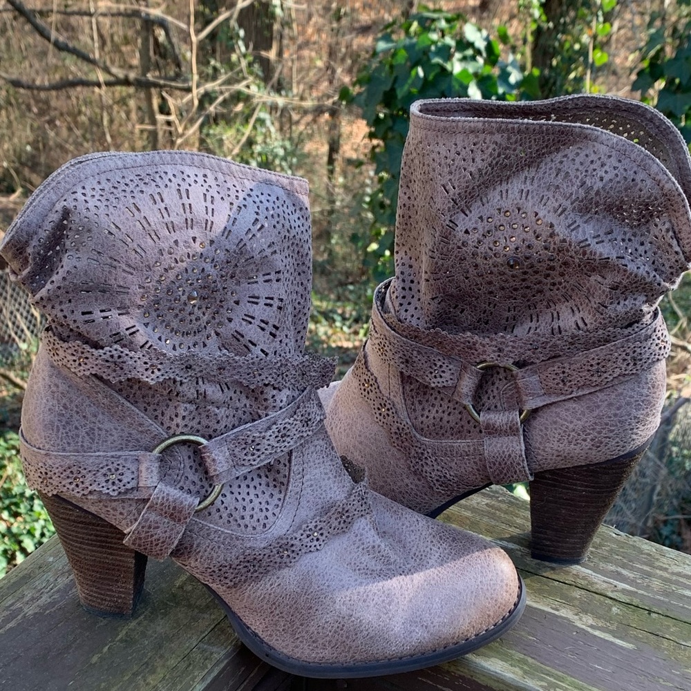 Not Rated Embellished Taupe Ankle Booties